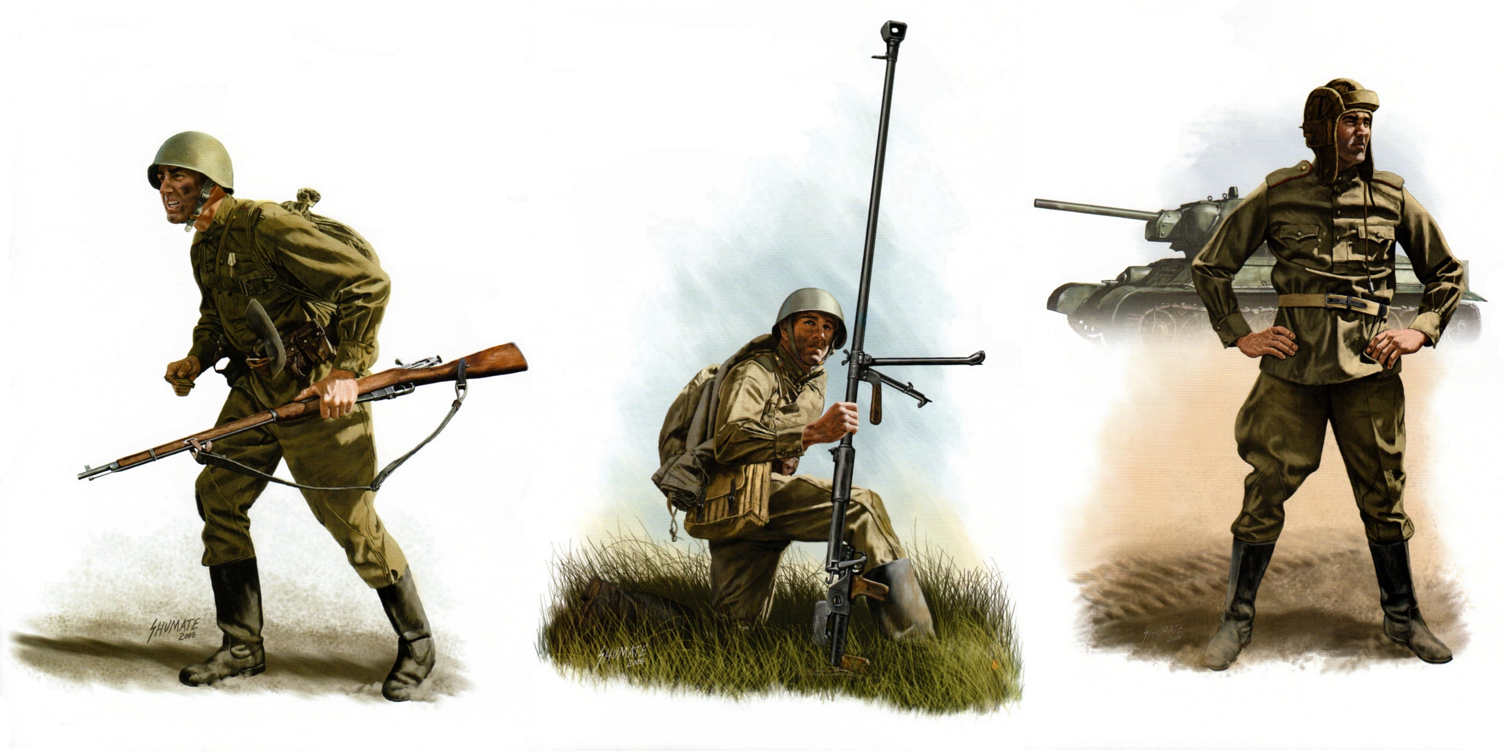 рисунок Soviet Infantrymans & Tankman