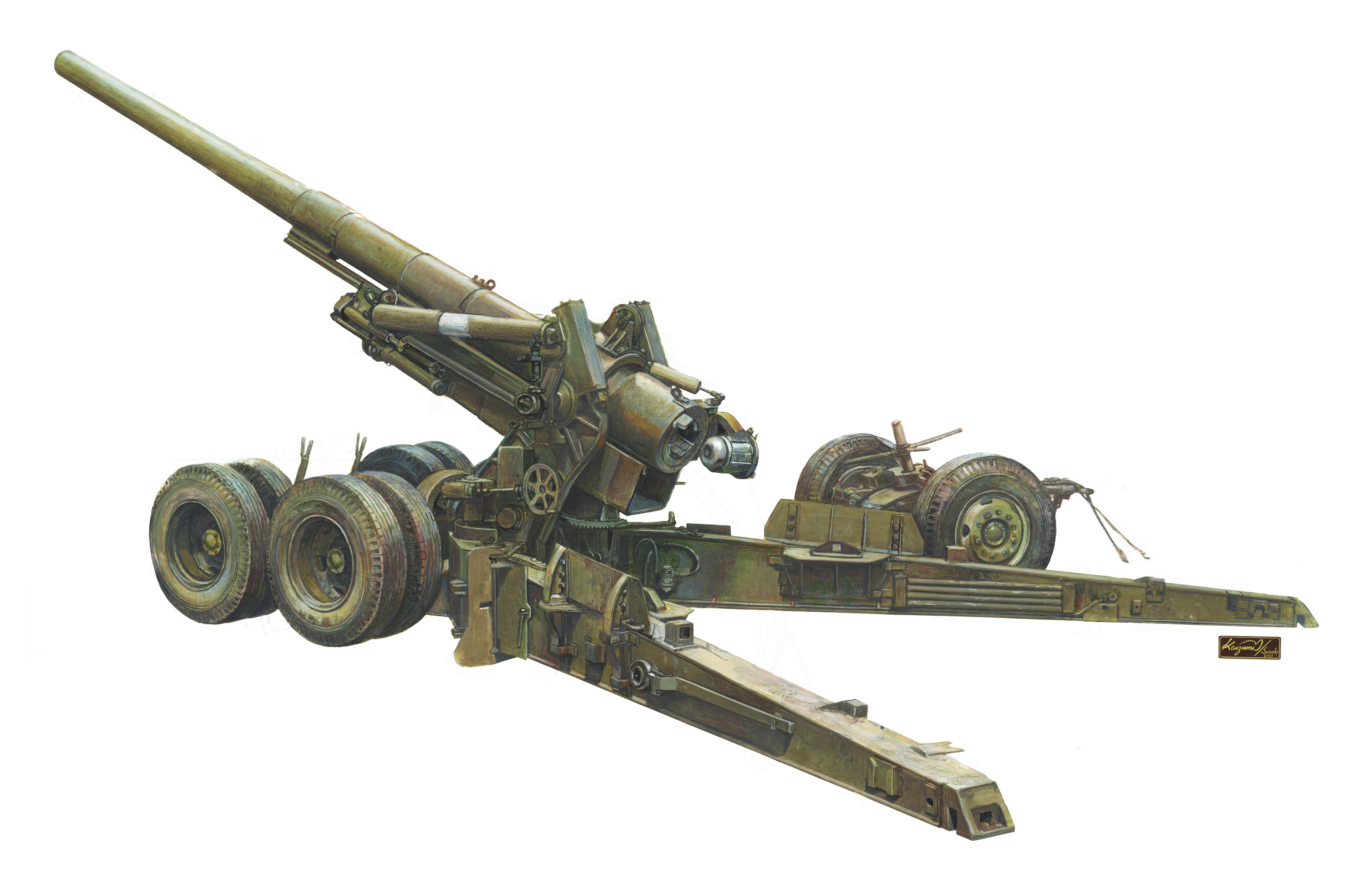 рисунок M1A1 155mm Cannon Long Tom