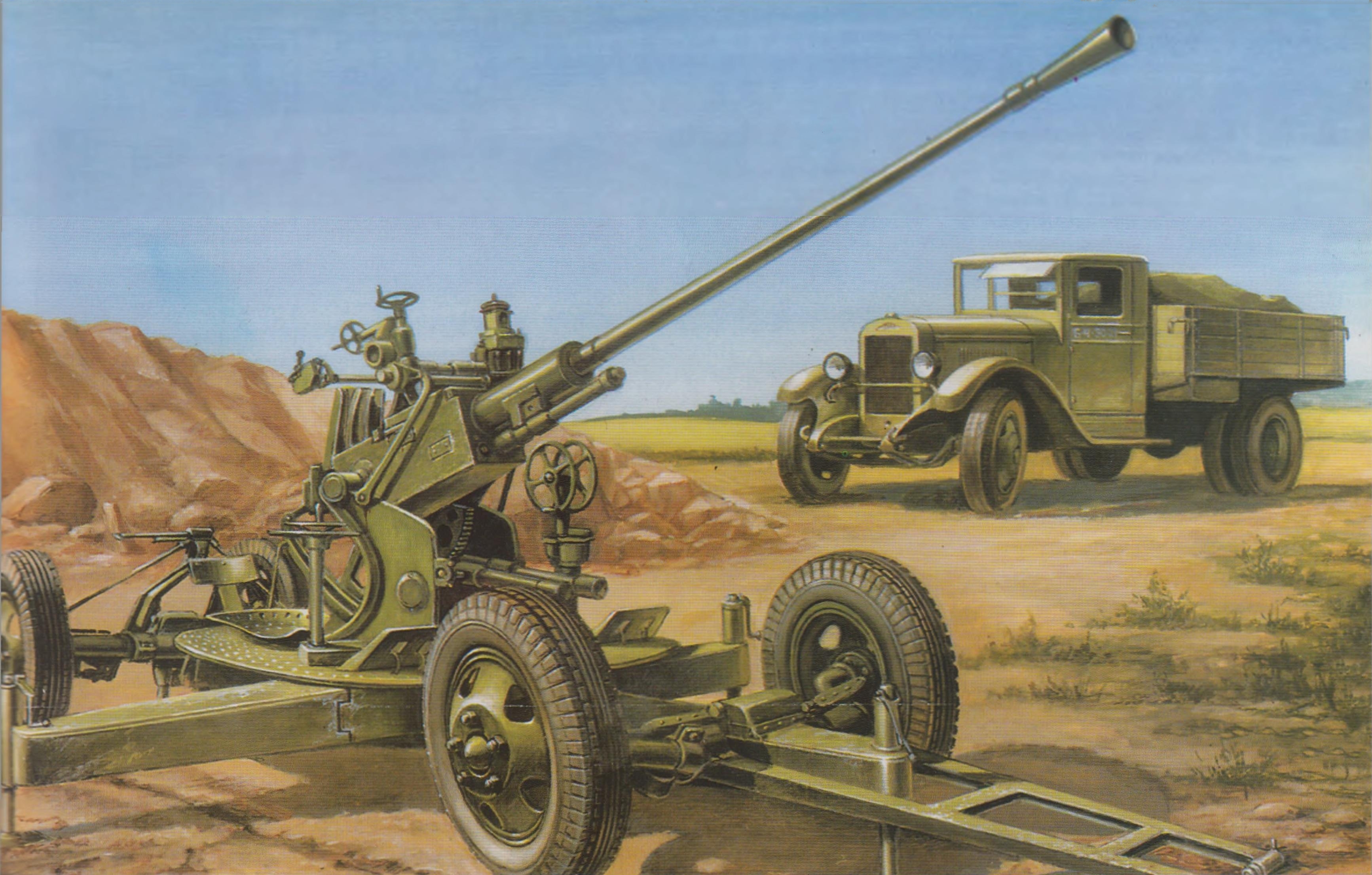 рисунок 37-мм зенитная пушка 61-К и ЗИС-5