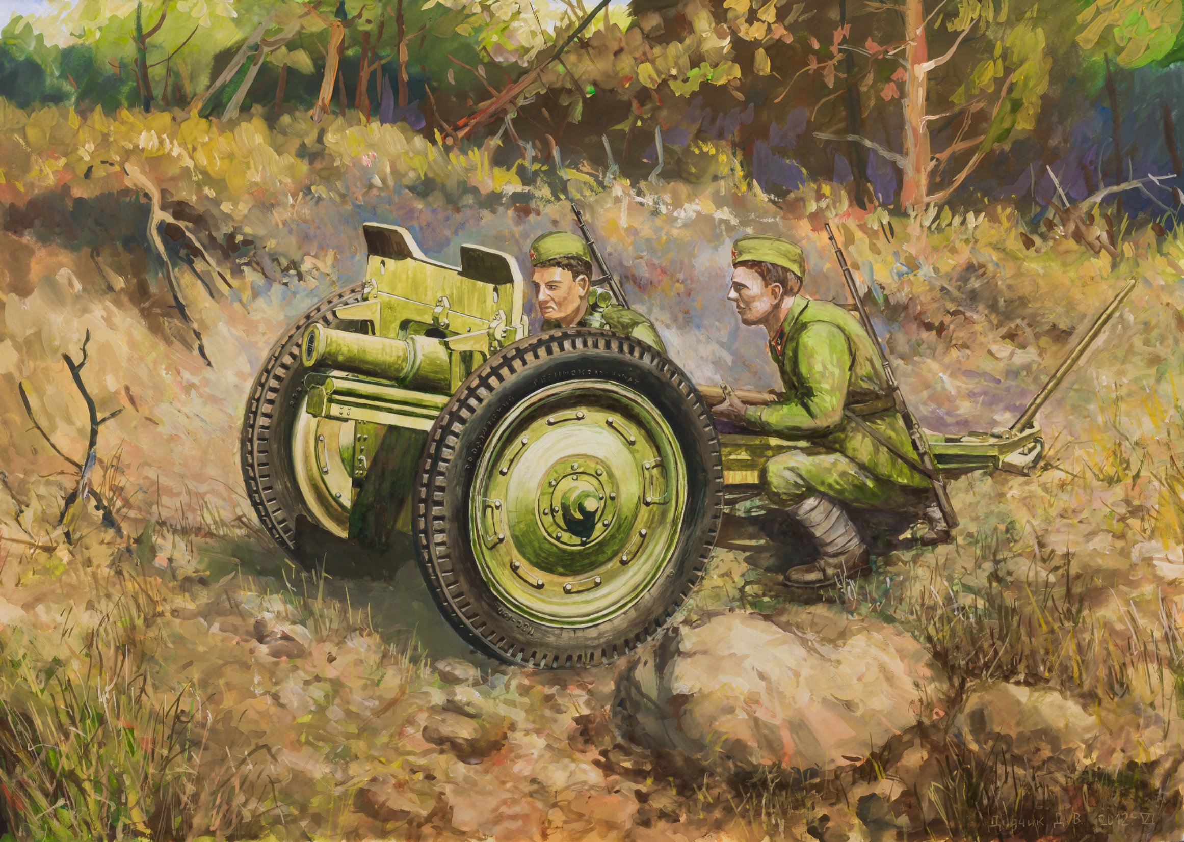 рисунок Советская 76-мм полковая пушка