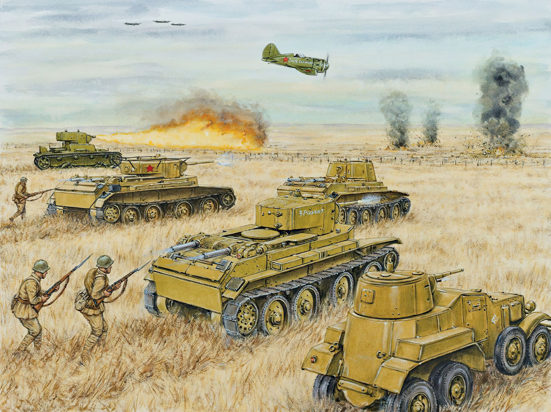 рисунок советские войска на Халхин-Голе
