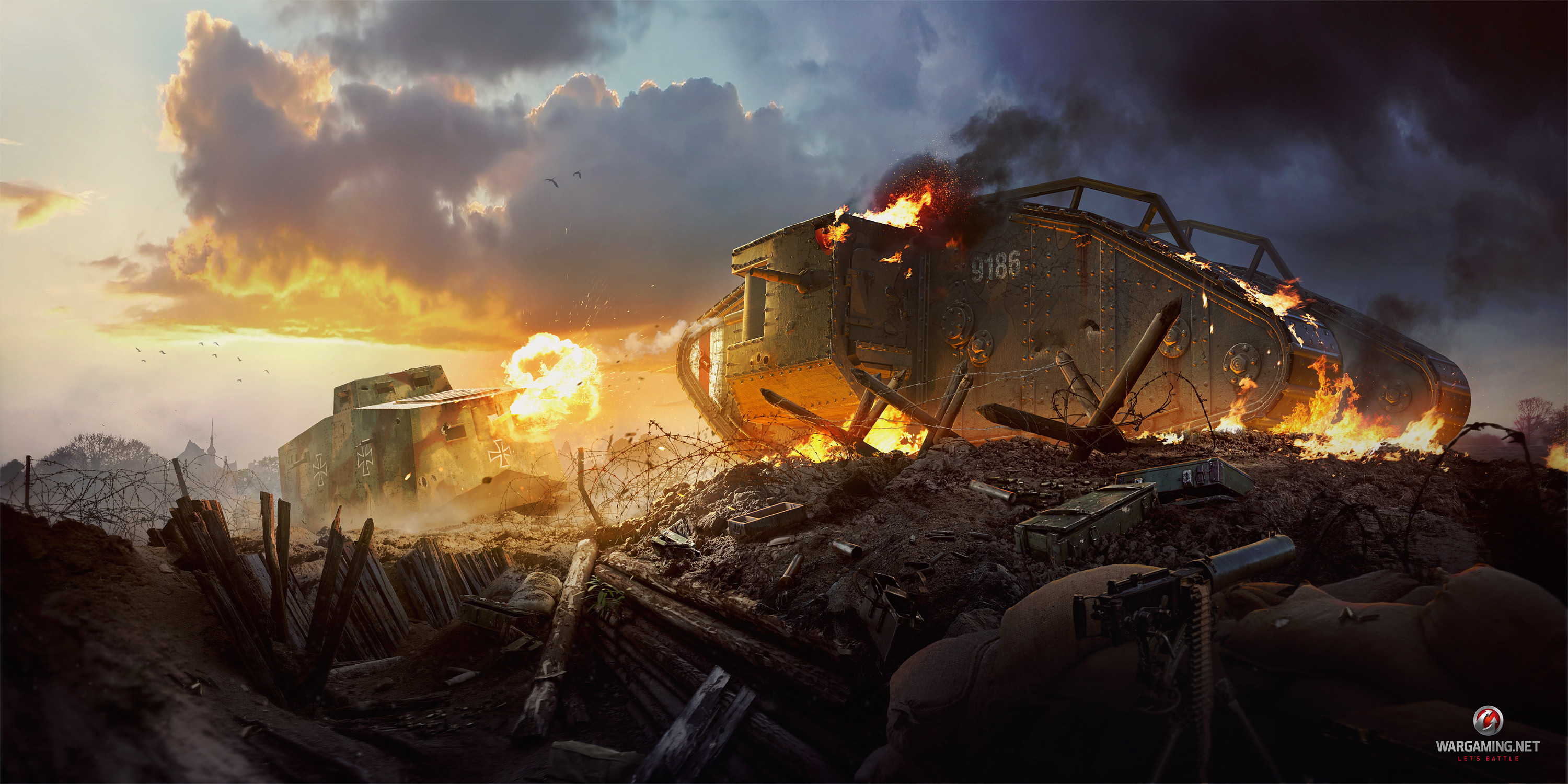 рисунок битва танков первой мировой