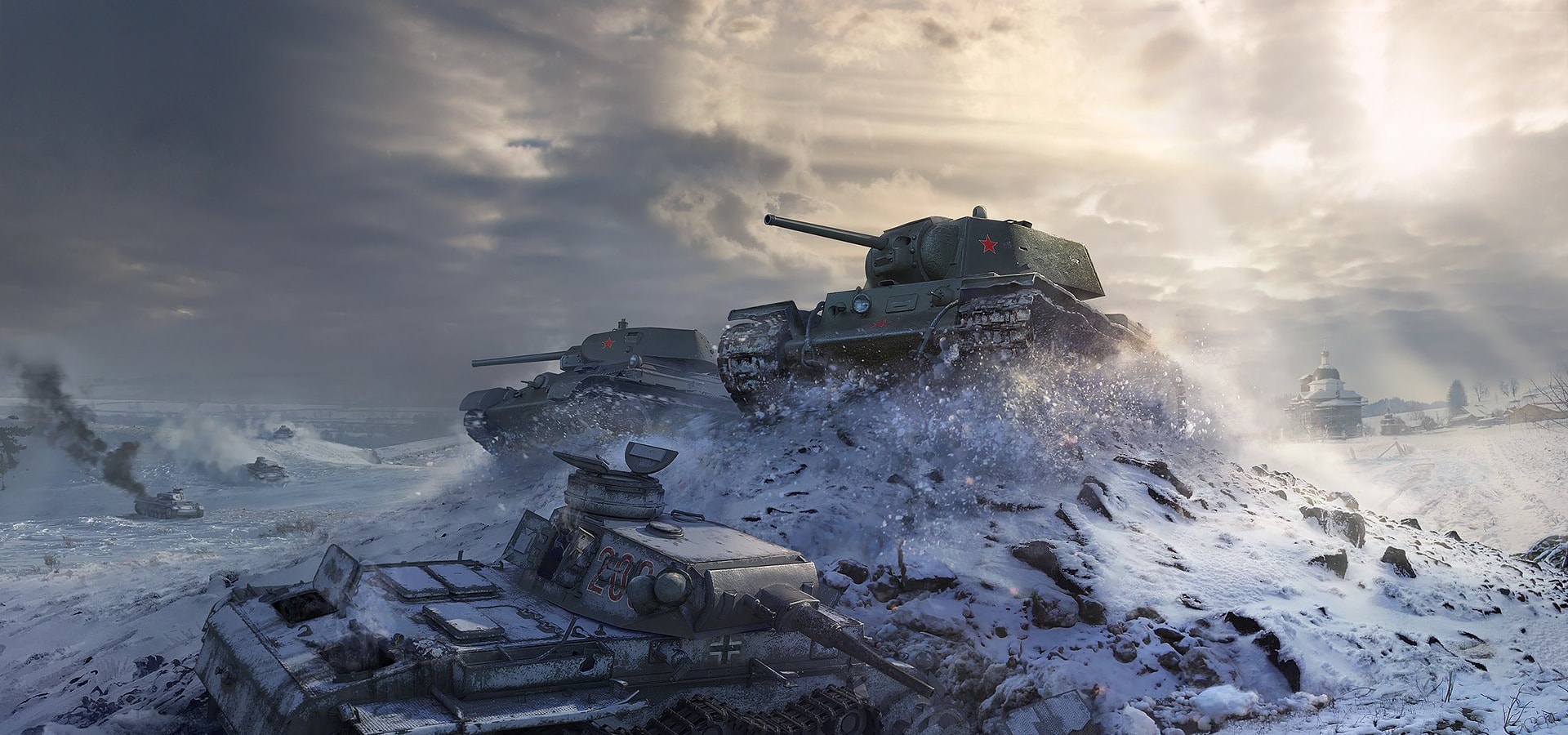 рисунок Советские танки контрнаступают