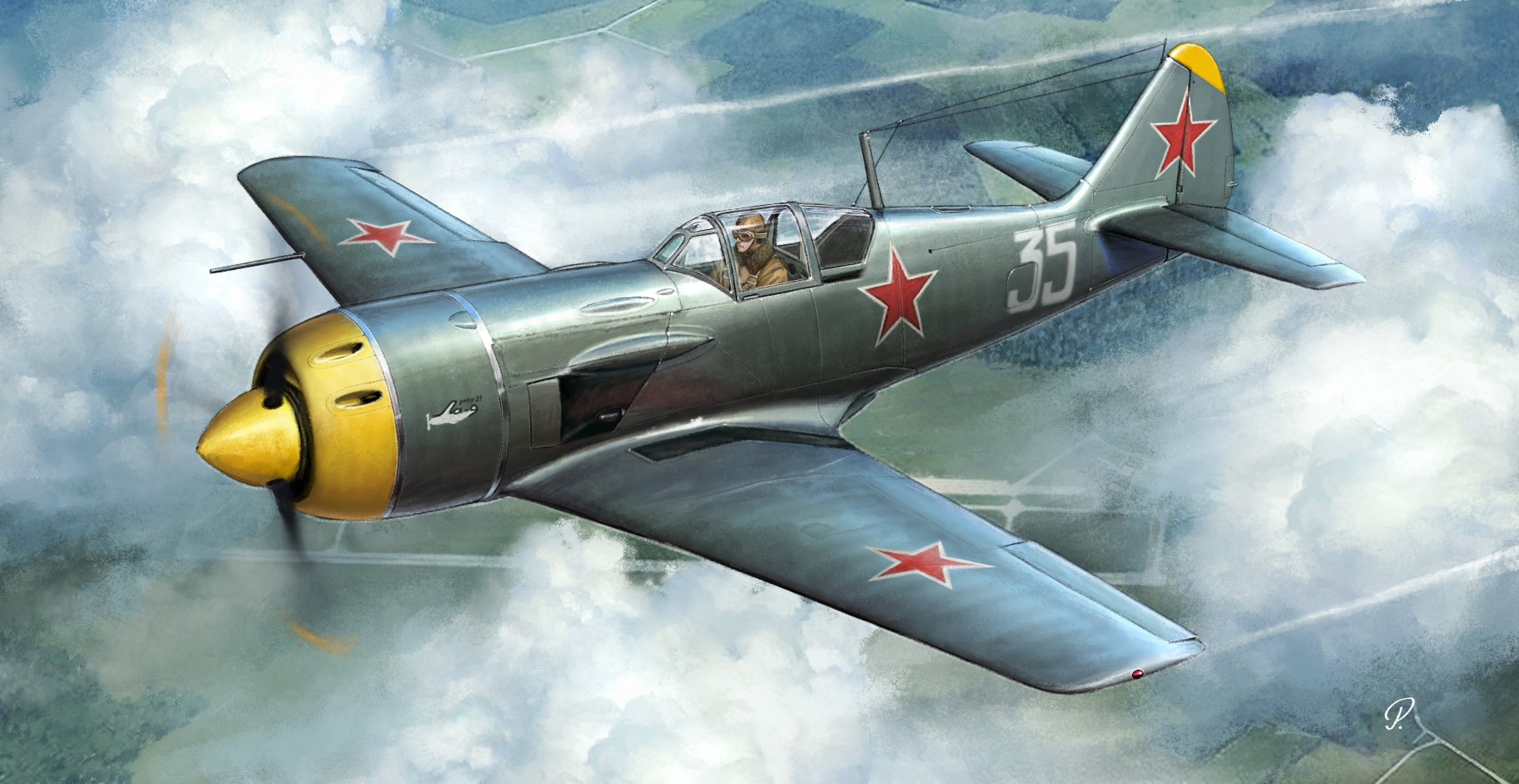 рисунок Советский истребитель Ла-9